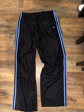 Y2K 2007 Adidas Track Pants Black Blue 3 Stripe Vintage Men’s Large